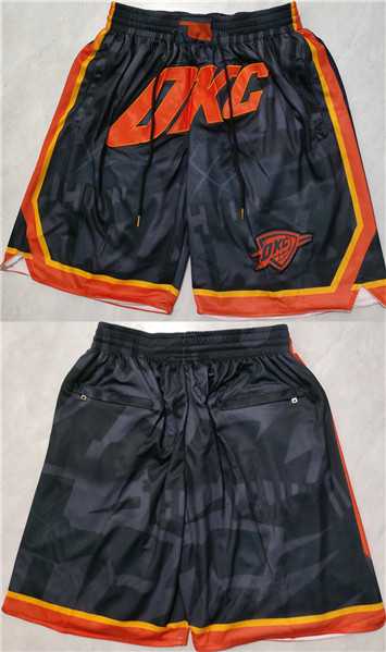 Mens Oklahoma City Thunder Black City Edition Shorts (Run Small)->->NBA Jersey